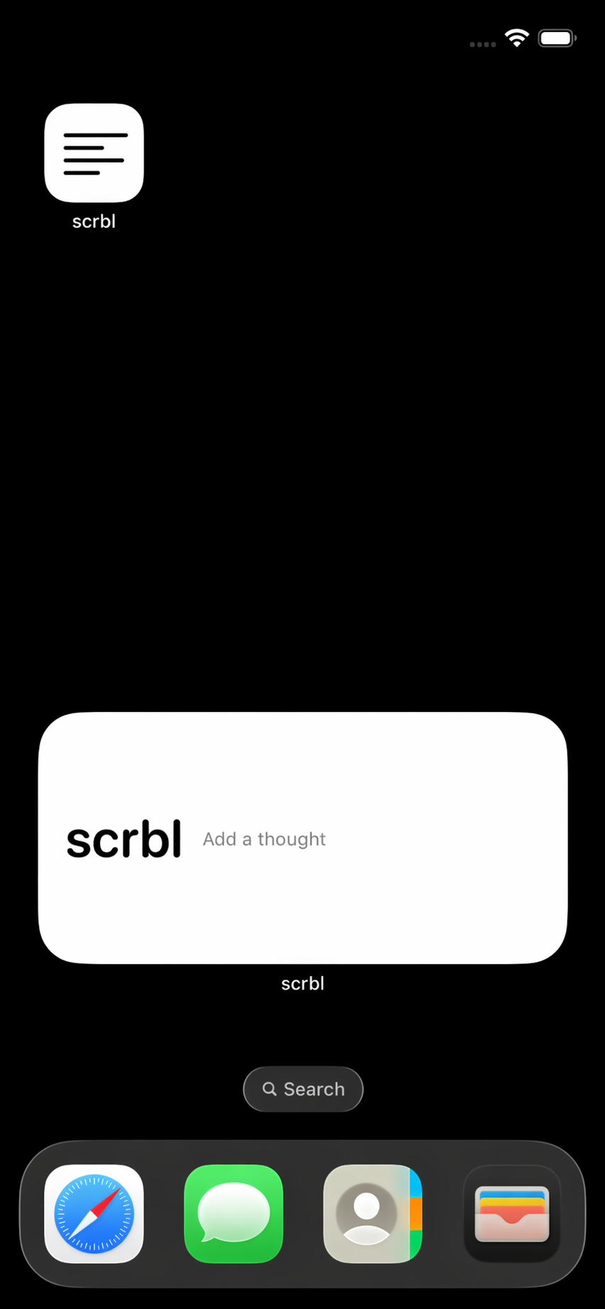 scrbl home-screen widget: add a thought